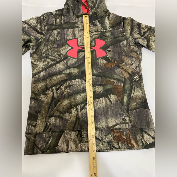 Under Armour Mossy Oak Camo Big Pink Logo Hoodie Women's Small Semi-Fitted - Picture 7 of 9